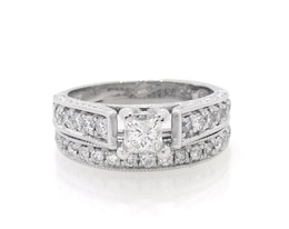 Previously Owned Princess-Cut Diamond Bridal Set 7/8 ct tw 14K White Gold Size 4.5