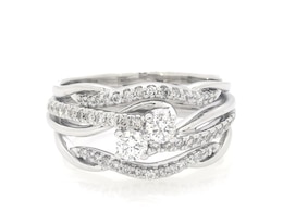 Previously Owned Round-Cut Diamond Two-Stone Bridal Set 5/8 ct tw 14K White Gold Size 9