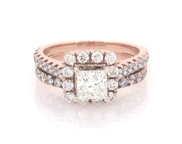Previously Owned Neil Lane Princess-Cut Diamond Halo Bridal Set 2-1/2 ct tw 14K Rose Gold Size 7.75