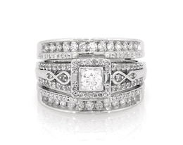 Previously Owned Princess-Cut Diamond Infinity Bridal Set 7/8 ct tw 10K White Gold Size 6.25
