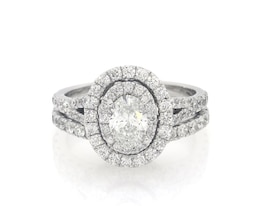 Previously Owned Neil Lane Oval-Cut Diamond Double Halo Bridal Set 1-1/2 ct tw 14K White Gold Size 4.75