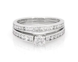 Previously Owned Round-Cut Diamond Bridal Set 1 ct tw 14K White Gold Size 6.75