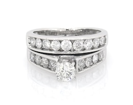 Previously Owned Round-Cut Diamond Bridal Set 1-3/8 ct tw 14K White Gold Size 6