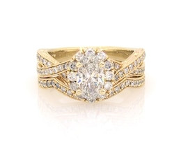 Previously Owned Neil Lane Oval-Cut Diamond Halo Bridal Set 1-1/2 ct tw 14K Yellow Gold Size 4.25