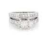 Thumbnail Image 1 of Previously Owned Princess-Cut Diamond Three-Stone Bridal Set 1-3/4 ct tw 14K White Gold Size 4.75
