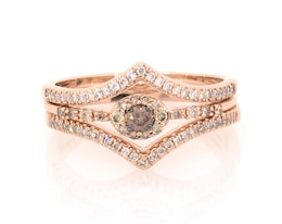 Previously Owned Round-Cut Brown Diamond Bridal Set 1/2 ct tw 14K Rose Gold Size 10.25