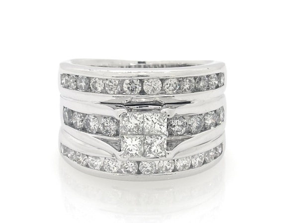 Previously Owned Princess-Cut Quad Diamond Bridal Set 2-1/8 ct tw 14K White Gold Size 7