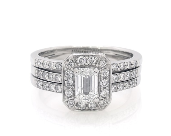 Previously Owned Emerald-Cut Diamond Bridal Set 1-1/5 ct tw 14K White Gold Size