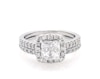 Thumbnail Image 1 of Previously Owned Princess-Cut Quad Diamond Halo Bridal Set 1-1/5 ct tw 10K White Gold Size 6.5