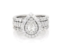 Previously Owned Pear-Shaped Diamond Bridal Set 1-3/4 ct tw 14K White Gold Size 5