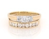 Thumbnail Image 1 of Previously Owned Round-Cut Diamond Three-Stone Bridal Set 7/8 ct tw 14K Yellow Gold & Platinum Size 8.25