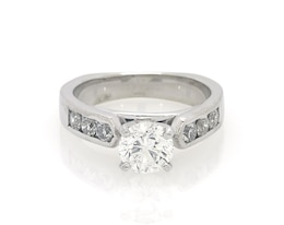 Previously Owned Round-Cut Diamond Engagement Ring 1-1/4 ct tw 18K White Gold & Platinum Size 5.75