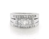 Thumbnail Image 1 of Previously Owned Princess-Cut Diamond Three-Stone Bridal Set 1-3/8 ct tw 14K White Gold & Platinum Size 6.25