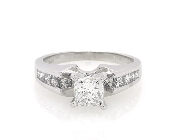 Previously Owned Princess-Cut Diamond Engagement Ring 1-3/8 ct tw 14K White Gold Size 7