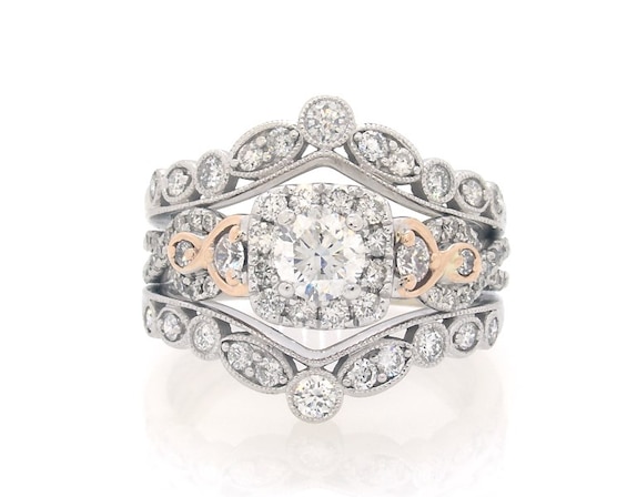 Previously Owned Round-Cut Diamond Bridal Set 1-3/8 ct tw 14K Two-Tone Gold Size 6.5