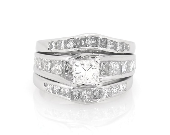 Previously Owned Princess-Cut Diamond Bridal Set 2-3/4 ct tw 14K White Gold Size 6