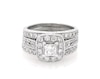 Thumbnail Image 1 of Previously Owned Princess-Cut Diamond Cushion Halo Bridal Set 1-3/8 ct tw 14K White Gold Size 5.25