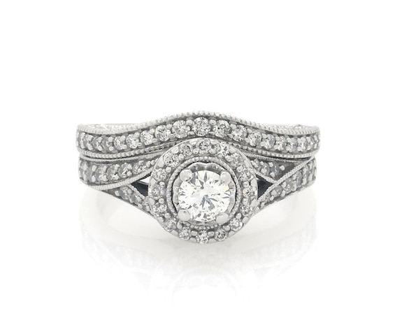 Previously Owned Round-Cut Diamond Bridal Set 3/4 ct tw 14K White Gold Size 5.75