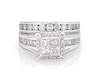 Thumbnail Image 1 of Previously Owned Princess-Cut Quad Diamond Bridal Set 2 ct tw 14K White Gold Size 9.75