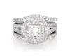 Thumbnail Image 1 of Previously Owned Princess-Cut Diamond Double Halo Bridal Set 1-3/8 ct tw 14K White Gold Size 6
