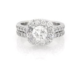Previously Owned Neil Lane Round-Cut Diamond Halo Bridal Set 2 ct tw 14K White Gold Size 4.25