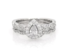 Previously Owned Neil Lane Pear-Shaped Diamond Bridal Set 7/8 ct tw 14K White Gold Size 6.75