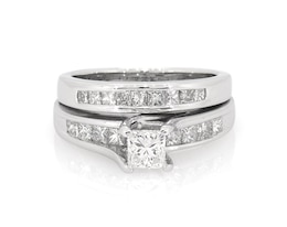 Previously Owned Princess-Cut Diamond Bridal Set 1-1/5 ct tw 14K White Gold Size 5