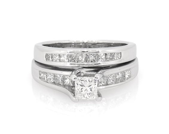 Previously Owned Princess-Cut Diamond Bridal Set 1-1/5 ct tw 14K White Gold Size 5
