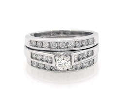 Previously Owned Round-Cut Diamond Bridal Set 5/8 ct tw 14K White Gold Size 6.25