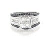 Thumbnail Image 1 of Previously Owned Princess-Cut Quad Diamond & Black Diamond Bridal Set 1-3/4 ct tw 14K White Gold Size 6