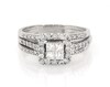 Thumbnail Image 1 of Previously Owned Princess-Cut Quad Diamond Halo Bridal Set 1-1/5 ct tw 14K White Gold Size 9