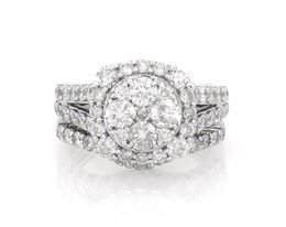 Previously Owned Multi-Diamond Halo Bridal Set 2-1/3 ct tw 14K White Gold Size 6