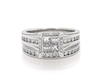 Thumbnail Image 1 of Previously Owned Princess-Cut Quad Diamond Bridal Set 7/8 ct tw 14K White Gold Size 7