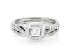 Thumbnail Image 1 of Previously Owned Princess-Cut Diamond Halo Bridal Set 1 ct tw 14K White Gold Size 8.75
