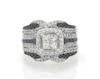 Thumbnail Image 1 of Previously Owned Princess-Cut Quad Black & White Diamond Bridal Set 1-1/8 ct tw 14K White Gold Size 4.5