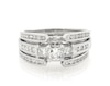 Thumbnail Image 1 of Previously Owned Princess-Cut Diamond Three-Stone Bridal Set 1-1/3 ct tw 14K White Gold 8.5