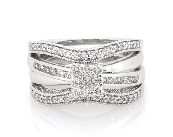 Previously Owned Multi-Diamond Bridal Set 3/4 ct tw 14K White Gold Size 6.5