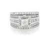 Thumbnail Image 1 of Previously Owned Princess-Cut Quad Diamond Halo Bridal Set 1-3/8 ct tw 14K White Gold Size 7