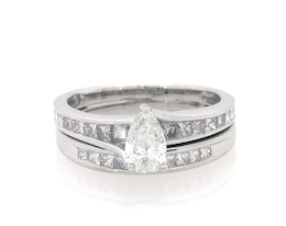 Previously Owned Pear-Shaped Diamond Bridal Set 1-1/5 ct tw 14K White Gold Size 5.75