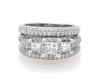 Thumbnail Image 1 of Previously Owned Princess-Cut Diamond Three-Stone Halo Bridal Set 1-3/4 ct tw 14K White Gold Size 5