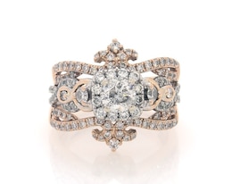 Previously Owned Round-Cut Diamond Halo Bridal Set 1-3/8 ct tw 14K White Gold Size 5.5