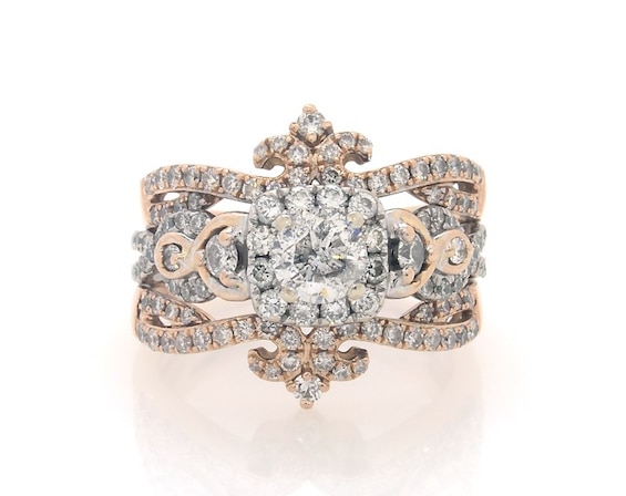 Previously Owned Round-Cut Diamond Halo Bridal Set 1-3/8 ct tw 14K White Gold Size 5.5