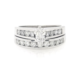 Previously Owned Marquise-Cut Diamond Bridal Set 1-3/8 ct tw 14K White Gold Size 7.5
