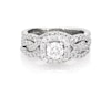 Thumbnail Image 1 of Previously Owned Round-Cut Diamond Cushion Halo Bridal Set 1-1/6 ct tw 14K White Gold Size 6.75