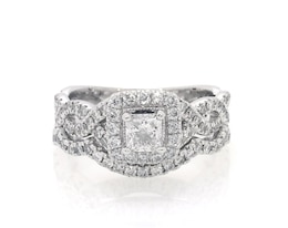 Previously Owned Neil Lane Princess-Cut Diamond Halo Bridal Set 1-1/4 ct tw 14K White Gold Size 6