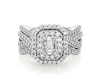 Thumbnail Image 1 of Previously Owned Baguette & Round-Cut Diamond Double Halo Bridal Set 1-1/3 ct tw 14K White Gold Size 7.5