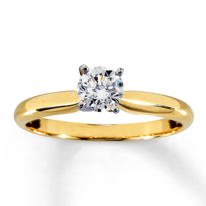 Main Image 1 of Previously Owned Certified Diamond Ring 1/2 Carat Round-cut 14K Yellow Gold