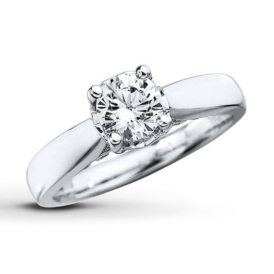 Previously Owned Round-Cut Diamond Solitaire Engagement Ring 3/4 ct tw 10K White Gold (J/I3)