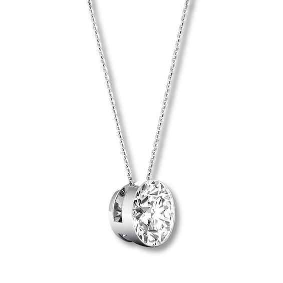 Previously Owned Diamond Solitaire Necklace 1/2 ct 14K White Gold 16"