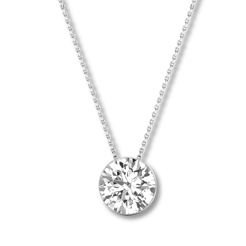 Main Image 2 of Previously Owned Diamond Solitaire Necklace 1/2 ct 14K White Gold 16"